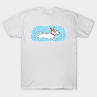 Snow Dog Holiday | Cute Jack Russell Terrier Puppy T-Shirt